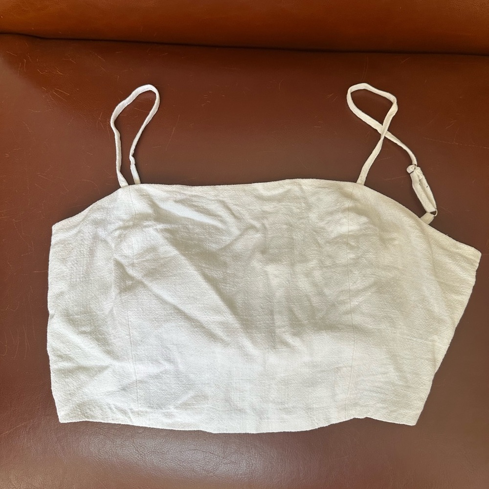 White Hallelu Tie back crop tank